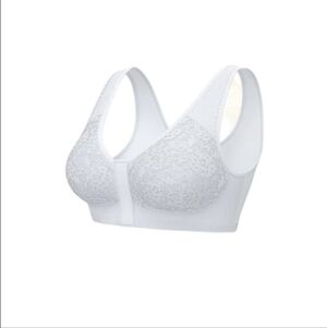 Emma Bra Front Closure Full Figure White Lace Support Bra